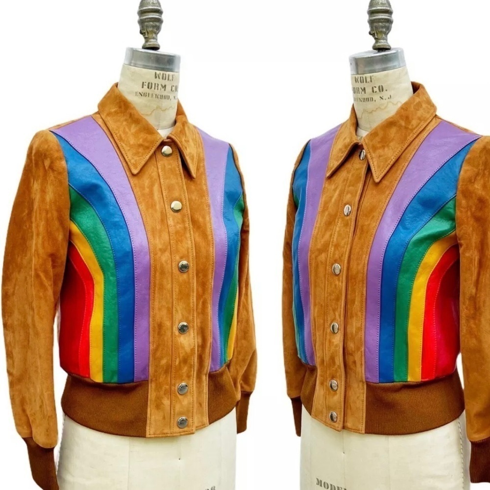 Coach RAINBOW PRIDE LEATHER SUEDE JACKET BOMBER STYLE 00